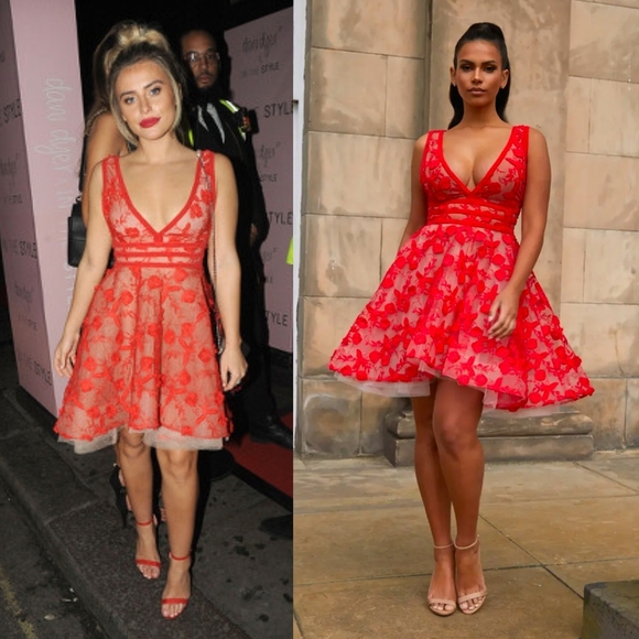 NWT Nadine Merabi Red Lola Lace Mini Dress Size XS/2 - Picture 9 of 16